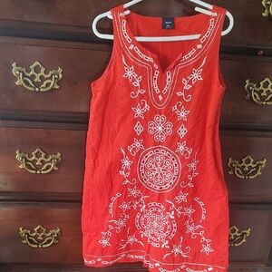 GAP Kids Red Dress with White Embroidery